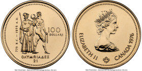Elizabeth II gold "Montreal Olympics - 14K" 100 Dollars 1976 MS68 Deep Prooflike NGC, Royal Canadian mint, KM115. HID09801242017 © 2024 Heritage Aucti...