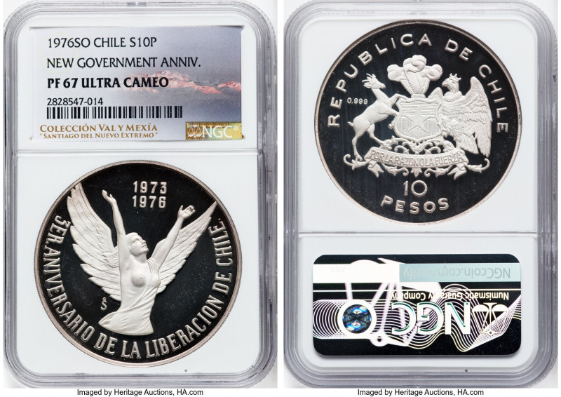 Republic silver Proof "New Government Anniversary" 10 Pesos 1976-So PR67 Ultra C...