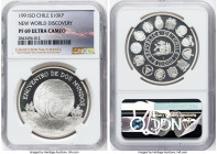 Republic silver Proof "New World Discovery" 10000 Pesos 1991-So PR69 Ultra Cameo NGC, Santiago mint, KM230. The Colección Val y Mexía of Chilean Coins...