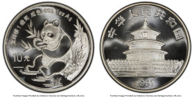 People's Republic silver "Panda - Large Date" 10 Yuan (1 oz) 1991 MS69 PCGS, KM386.1, PAN-156A. Large date variety. HID09801242017 © 2024 Heritage Auc...