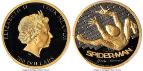 Elizabeth II gold Proof "Spiderman Homecoming - Stan Lee Signed" 200 Dollars (1 oz) 2017 PR69 Deep Cameo PCGS, KM-Unl. Mintage: 1000. First Day of Iss...