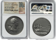 Republic silver Antiqued "Washington Before Boston" 25 Euros 2021 MS70 NGC, Paris mint, KM3001. Mintage: 1,500. First day of issue. Accompanied by ori...