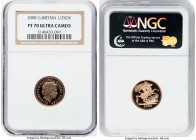 Elizabeth II gold Proof 1/2 Sovereign 2008 PR70 Ultra Cameo NGC, KM1001, S-SB4. Mintage: 5,602. Perfect proof exhibiting black fields and frosted devi...