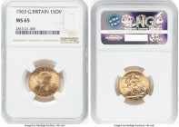 Elizabeth II gold Sovereign 1963 MS65 NGC, KM908. HID09801242017 © 2024 Heritage Auctions | All Rights Reserved