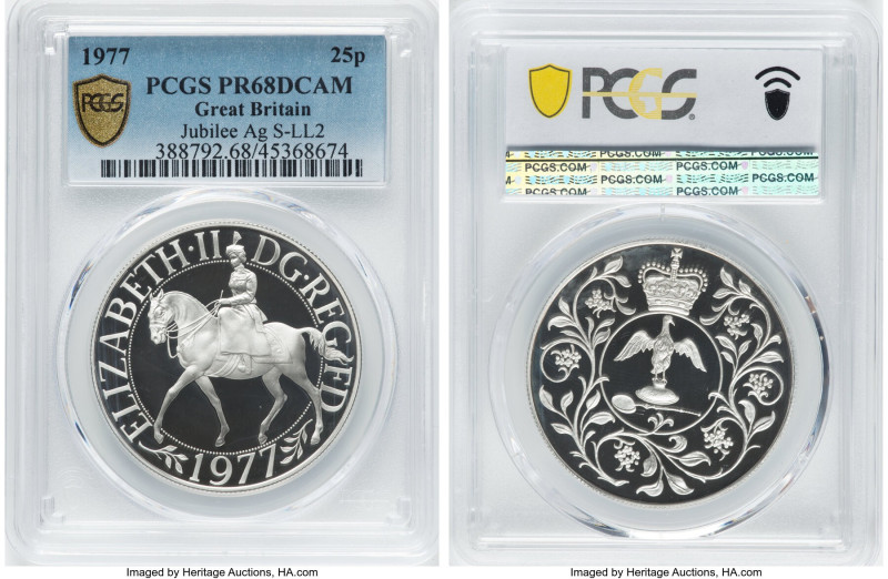 Elizabeth II Pair of silver Proof "Silver Jubilee" 25 New Pence 1977 PCGS, 1) PR...