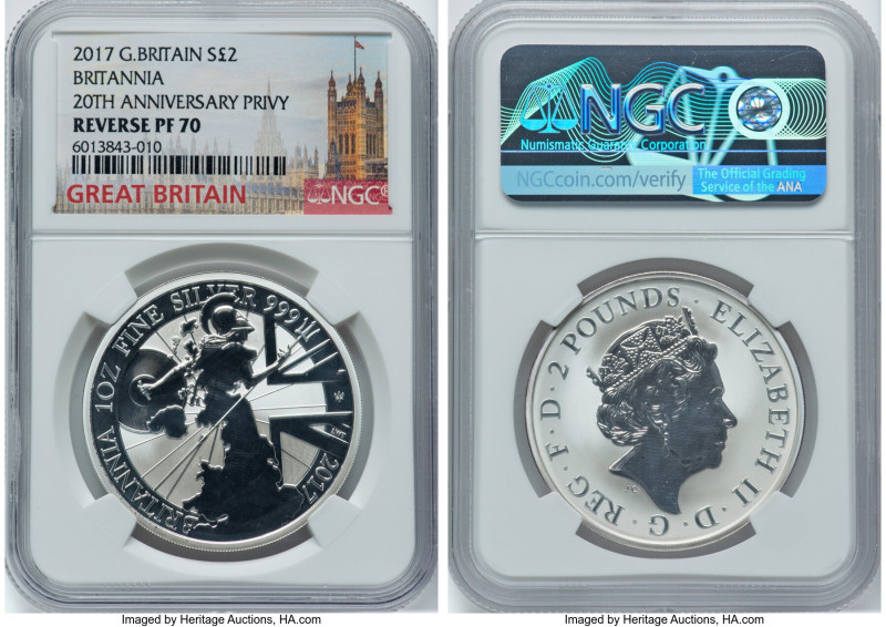 Elizabeth II silver Reverse Proof "20th Anniversary of Silver Britannia" 2 Pound...