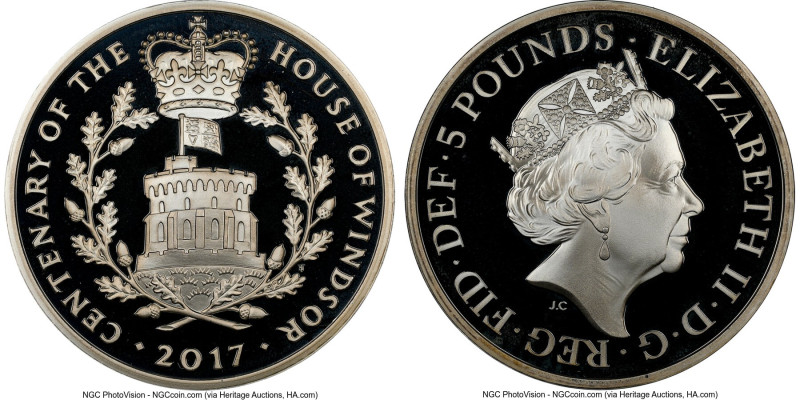 Elizabeth II silver Proof "House of Windsor - 100th Anniversary" 5 Pounds 2017 P...