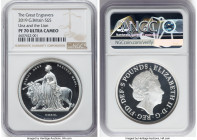 Elizabeth II silver Proof "Una and the Lion" 5 Pounds (2 oz) 2019 PR70 Ultra Cameo NGC, Royal mint, KM-Unl. The Great Engravers series. Mintage: 3,000...