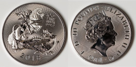 Elizabeth II silver "Silver Valiant" 10 Pounds (10 oz) 2018 UNC, Royal mint, S-QD1, KM1606. Silver Valiant series. Featuring St. George wielding a spe...