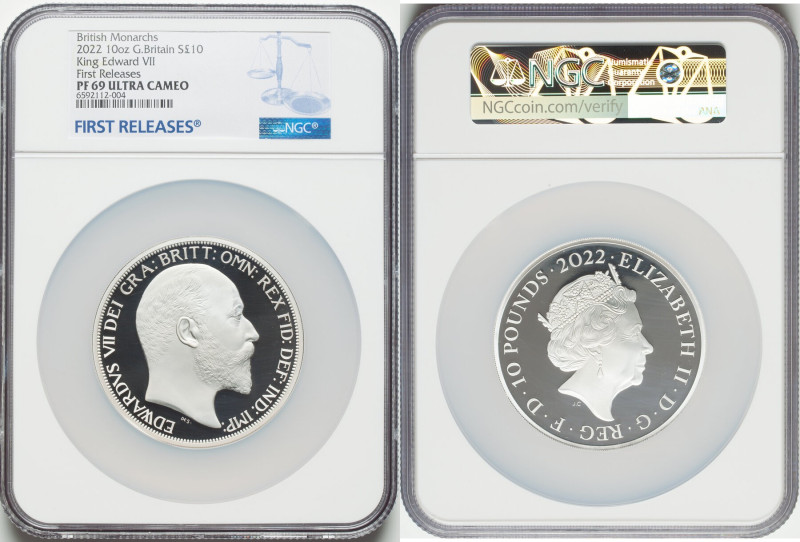 Elizabeth II silver Proof "King Edward VII" 10 Pounds (10 oz) 2022 PR69 Ultra Ca...