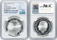 Charles III silver Proof "Merlin" 2 Pounds (1 oz) 2023 PR70 Ultra Cameo NGC, Mintage: 2,510. Myths and Legends series. First Releases. HID09801242017 ...