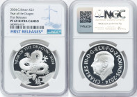 Charles III silver Proof "Year of the Dragon" 2 Pounds (1 oz) 2024 PR69 Ultra Cameo NGC, Mintage: 5,008. Lunar Series. First Releases. HID09801242017 ...