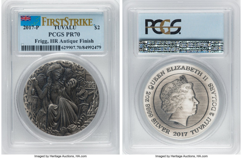 Elizabeth II silver Proof Antique Finish "Frigg" 2 Dollars (2 oz) 2017-P PR70 PC...