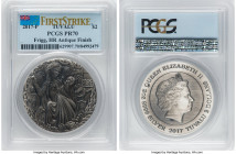 Elizabeth II silver Proof Antique Finish "Frigg" 2 Dollars (2 oz) 2017-P PR70 PCGS, Perth mint, KM392. Mintage: 2,000. Norse Goddesses series. First S...
