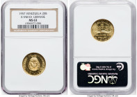 Republic gold "Urimare" Medallic 20 Bolivares 1957 MS63 NGC, KMX-MB101. 16th Century Indian Chiefs series. HID09801242017 © 2024 Heritage Auctions | A...