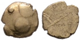 Keltische Münzen 
 Süddeutschland und angrenzende Gebiete 
 Vindeliker 
 1/48 Goldstater um 210 v. Chr. Zwei Kugeln, darüber deutlich erhabener Pun...