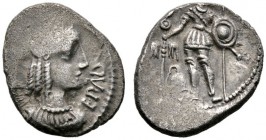 Keltische Münzen 
 Gallia 
 Arverni (Clermont-Ferrand) 
 Quinar. Weibliche Büste nach rechts, davor EPAD / Soldat nach links stehend mit Standarte,...
