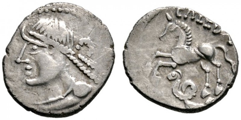 Keltische Münzen 
 Gallia 
 Caletes 
 Quinar ca. 55 v. Chr. Büste nach links ...