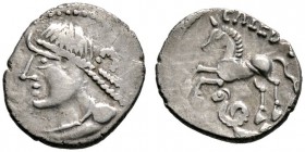 Keltische Münzen 
 Gallia 
 Caletes 
 Quinar ca. 55 v. Chr. Büste nach links / Pferd nach links über Schlange, darüber CALEDV.
 LT 7174. 1,75 g
 ...