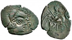 Keltische Münzen 
 Gallia 
 Curiosolites (Nordwestgallien) 
 Billon-Stater 1. Jh. v.Chr. Stilisierter Kopf mit starkem Haarwuchs nach rechts mit S-...