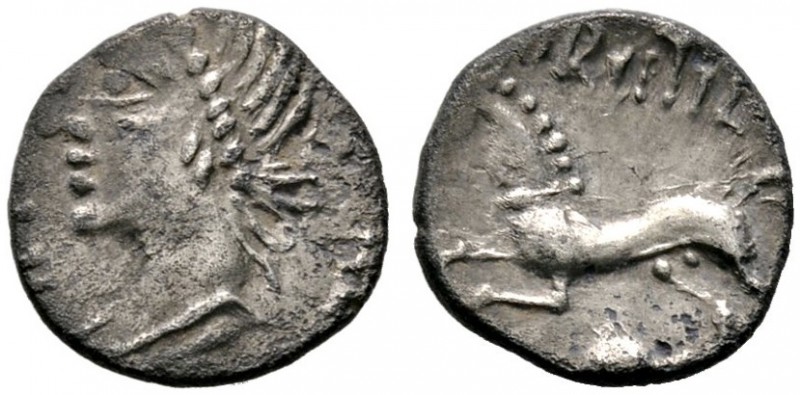 Keltische Münzen 
 Gallia 
 Haedui 
 Quinar ca. 55 v. Chr. -Bibracte-. Ein we...