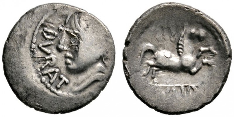 Keltische Münzen 
 Gallia 
 Pictones (Poitou) 
 Quinar ca. 55 v. Chr. Büste n...