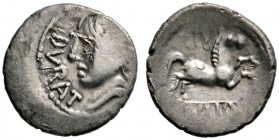 Keltische Münzen 
 Gallia 
 Pictones (Poitou) 
 Quinar ca. 55 v. Chr. Büste nach links, davor DVRAT / Pferd nach rechts galoppierend, darunter IVLI...