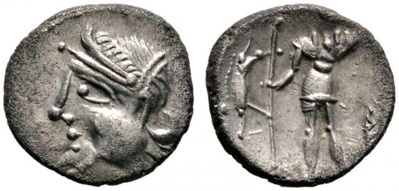 Keltische Münzen 
 Gallia 
 Pictones (Poitou) 
 Quinar ca. 55 v. Chr. Büste d...