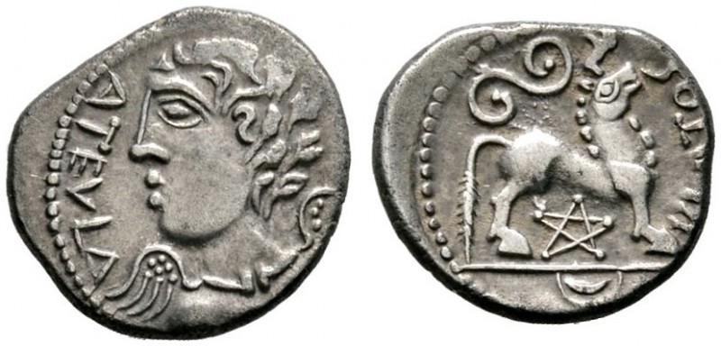 Keltische Münzen 
 Gallia 
 Remi (Reims) 
 Quinar ca. 55 v. Chr. Bartlose, ge...