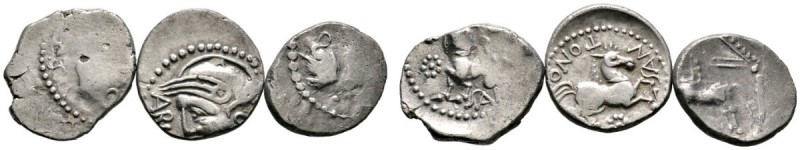 Keltische Münzen 
 Gallia 
 Santones 
 Lot (3 Stücke): Quinare. Wie vorher (2...