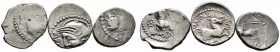 Keltische Münzen 
 Gallia 
 Santones 
 Lot (3 Stücke): Quinare. Wie vorher (2x LT 4525). Dazu: Belenos, Quinar (Büste nach links / Pferd im Quadrat...