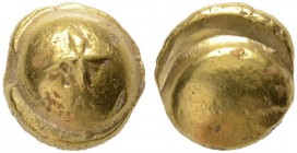 Keltische Münzen 
 Gallia 
 Seno-Carnutes 
 Kugelförmiger Goldstater, Typus &quot;globule a`la croix en relief&quot; 2./1. Jh. v.Chr. Runder Buckel...