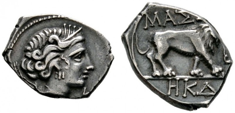 Griechische Münzen 
 Gallia 
 Massalia 
 Drachme ca. 150/100 v.Chr. Büste der...