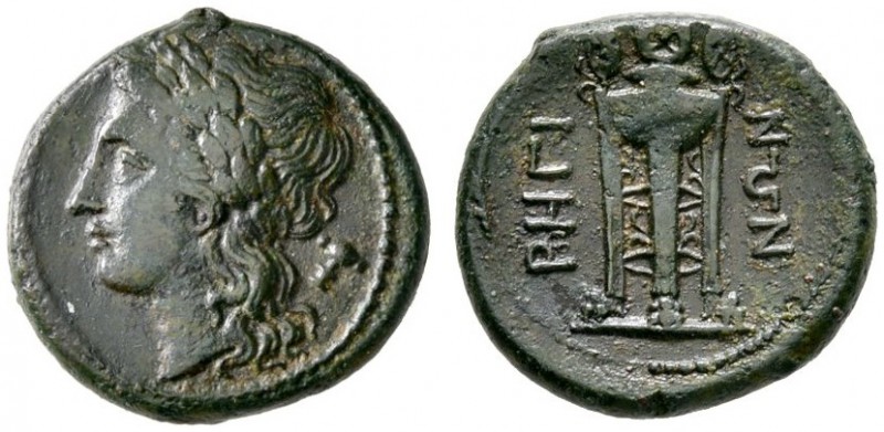 Griechische Münzen 
 Bruttium 
 Rhegion 
 Bronzemünze (AE-22 mm) ca. 218-213 ...
