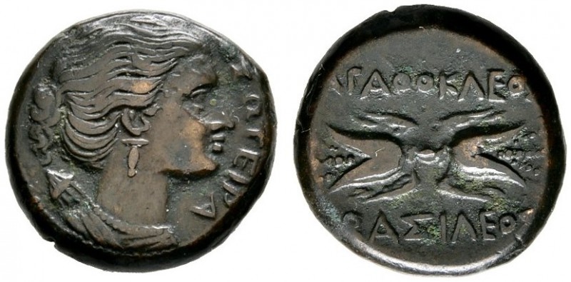 Griechische Münzen 
 Sizilien 
 Agathokles 317-289 v. Chr 
 Bronzemünze (AE-2...