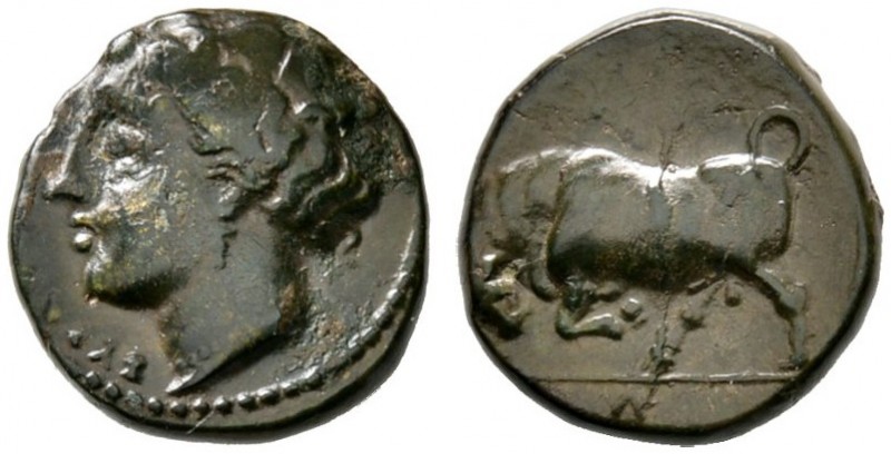 Griechische Münzen 
 Sizilien 
 Hieron II. 275-215 v. Chr 
 Bronzemünze (AE-1...