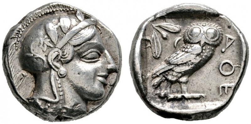 Griechische Münzen 
 Attika 
 Athen. Tetradrachme ca. 393-350 v. Chr. Athenako...