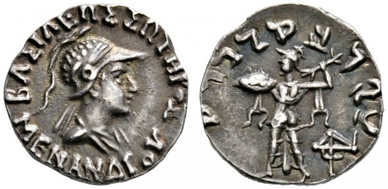 Griechische Münzen 
 Baktria 
 Menander I. ca.155-130 v. Chr. Drachme. Drapier...
