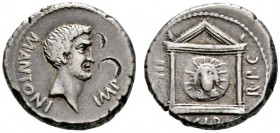 Römische Münzen 
 Imperatorische Prägungen 
 Marcus Antonius † 30 v. Chr 
 Denar 42 v. Chr. -Heeresmünzstätte in Griechenland-. Kopf des Marcus Ant...