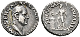 Römische Münzen 
 Kaiserzeit 
 Galba 68-69 
 Denar -Rom-. IMP SER GALBA CAESAR AVG P M. Belorbeerte Büste nach rechts / SALVS GEN HVMANI. Salus mit...