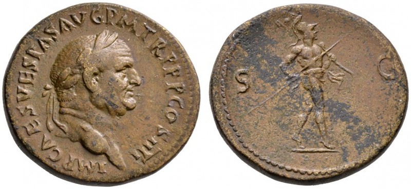 Römische Münzen 
 Kaiserzeit 
 Vespasianus 69-79 
 Sesterz 72/73 -Rom-. IMP C...