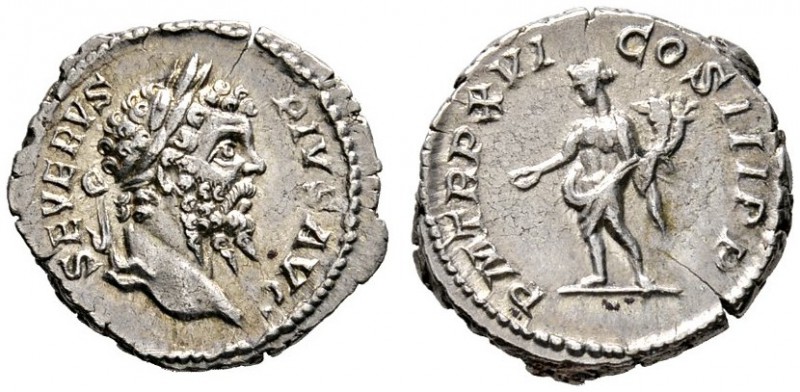 Römische Münzen 
 Kaiserzeit 
 Septimius Severus 193-211 
 Denar 208 -Rom-. S...