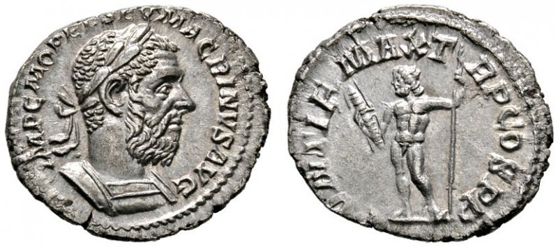 Römische Münzen 
 Kaiserzeit 
 Macrinus 217-218 
 Denar -Rom-. IMP C M OPEL S...