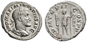 Römische Münzen 
 Kaiserzeit 
 Maximinus I. Thrax 235-238 
 Denar 236 -Rom-. Ähnlich wie vorher, jedoch auf dem Revers mit P M TR P II COS P P. RIC...