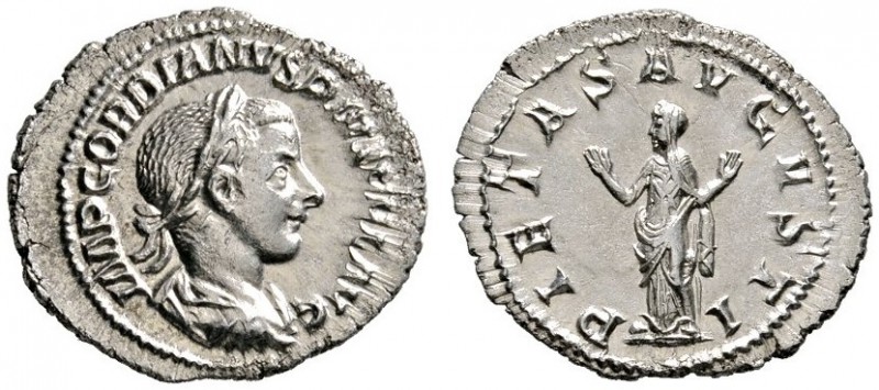 Römische Münzen 
 Kaiserzeit 
 Gordianus III. 238-244 
 Denar 241 -Rom-. IMP ...