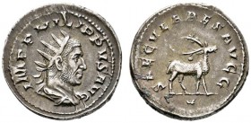 Römische Münzen 
 Kaiserzeit 
 Philippus I. Arabs 244-249 
 Antoninian 248 -Rom-. IMP PHILIPPVS AVG. Drapierte Büste mit Strahlenkrone nach rechts ...