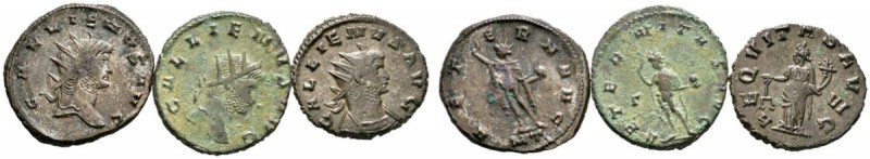 Römische Münzen 
 Kaiserzeit 
 Gallienus 253-268 
 Lot (3 Stücke): Antoninian...