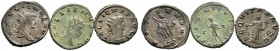 Römische Münzen 
 Kaiserzeit 
 Gallienus 253-268 
 Lot (3 Stücke): Antoniniane -Rom- bzw. -Mailand-. Drapierte Büste mit Strahlenkrone nach rechts ...