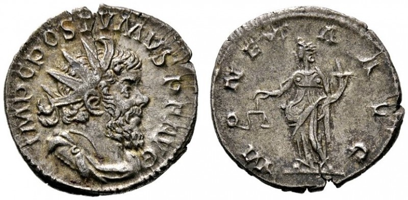 Römische Münzen 
 Kaiserzeit 
 Postumus 260-268 
 Antoninian 262 -Köln?-. IMP...