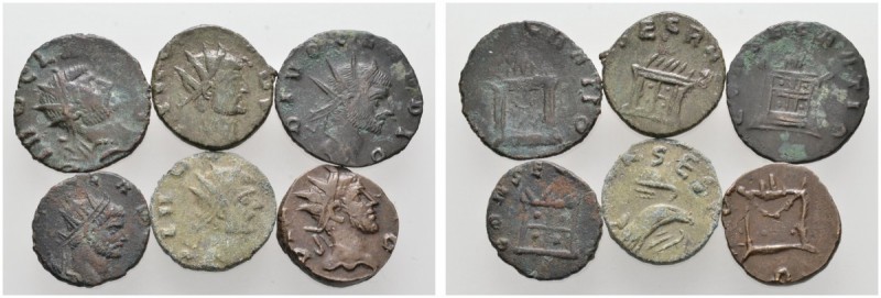 Römische Münzen 
 Kaiserzeit 
 Claudius II. Gothicus 268-270 
 Lot (6 Stücke)...